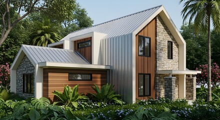 Fototapeta premium Minimalist style house in scandinavian theme architecture
