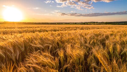 Obraz premium Golden wheat field at sunset