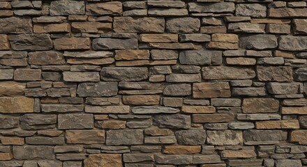 Obraz premium A closeup of a wall constructed with rectangular stones in various shades of gray and brown