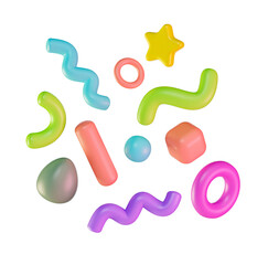 random 3D shapes. minimal decorative elements. 3d render