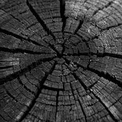 Obraz premium Close-up of a dark, charred tree stump