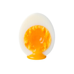 Perfectly Cooked Soft-Boiled Egg with Vibrant Yellow Yolk and Creamy White Albumen Isolated on White or Transparent Background