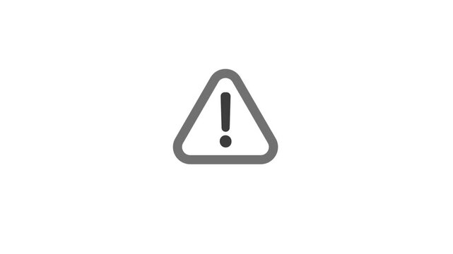 &ldquo;Flat Style Animated Warning Sign with Red Triangle and Exclamation Mark, Alert Notification Icon, Caution Message Symbol, Minimal Safety Alert Loop on White 