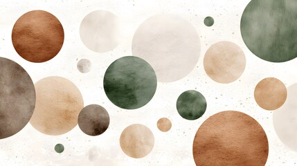 Earthy muted polka dots in clay, sand, and olive tones, bohemian wallpaper style