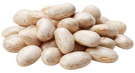 Obraz premium White beans clear, detailed close-up, displaying their smooth texture and natural patterns. isolated on transparent background. PNG, cutout. these beans are perfect for food or agricultural concepts