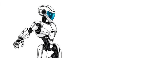 Obraz premium Sleek, futuristic robot sketch on white background, bot, artificial intelligence