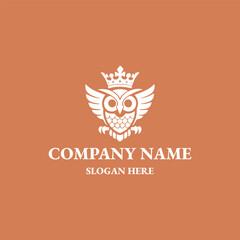 Owl king logo vector icon illustration style