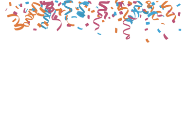 Festive confetti and streamers cascade, celebrating joyous moments and vibrant party atmospheres instantly.