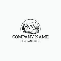 Bread logo vector icon illustration style