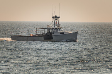 Lobster Fishing Boat Off the Coast of Maine, USA