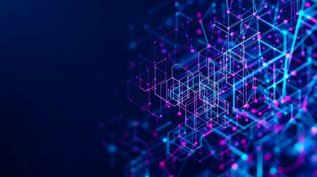 Abstract technology network background with glowing lines and dots for digital innovation