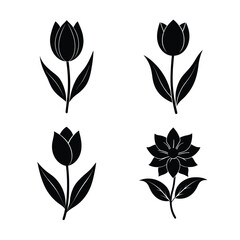 flower silhouette, rose silhouette, tulip silhouette, daisy silhouette, sunflower silhouette, lotus silhouette,