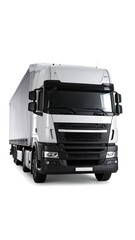 White Semi-Truck, Front View, Studio Shot