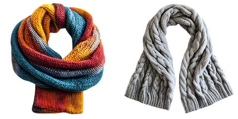 Knitted wool scarf folded isolated on a transparent background