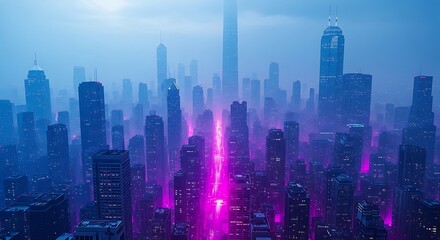 Futuristic Cityscape with Neon Lights.