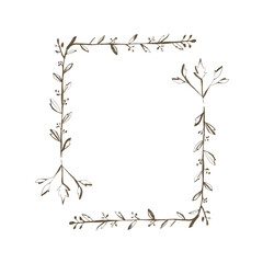 Botanical frame with hand drawn leaves and berries perfect for rustic wedding invitations cards posters and eco packaging