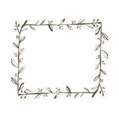 Hand drawn botanical frame with leaves and berries perfect for invitations greeting cards packaging and wedding decor