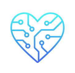 Modern Circuit Board in a Heart Shape