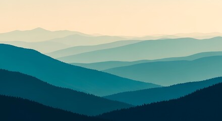 Obraz premium Serene Mountain Range Landscape.