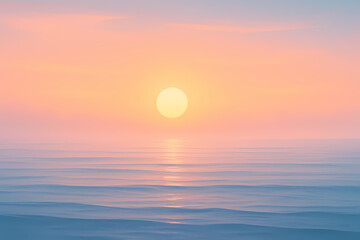 Serene Pastel Sunset over a Calm Ocean Landscape