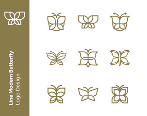 Modern Butterfly Line Art Logos Set