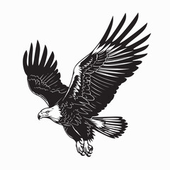 Fierce bald eagle flying attack vector isolated on white background