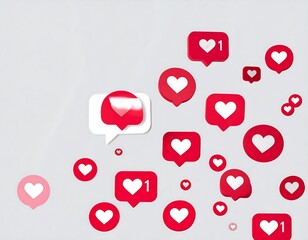 Abstract social media heart icons on light background