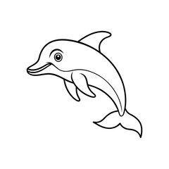 Happy dolphin line art, dolphin vector, smiling dolphin