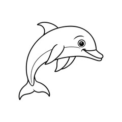 Happy dolphin line art, dolphin vector, smiling dolphin