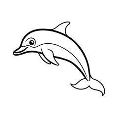 Happy dolphin line art, dolphin vector, smiling dolphin