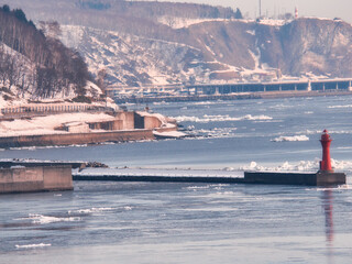 Hokkaido, Japan - February 19, 2024:  Drift ice at Nemuro strait in Hokkaido, Japan © Khun Ta