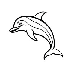 Happy dolphin line art, dolphin vector, smiling dolphin