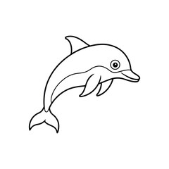 Happy dolphin line art, dolphin vector, smiling dolphin
