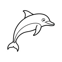 Happy dolphin line art, dolphin vector, smiling dolphin