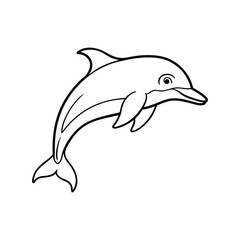 Happy dolphin line art, dolphin vector, smiling dolphin