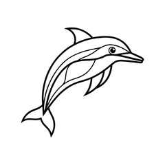 Obraz premium Happy dolphin line art, dolphin vector, smiling dolphin