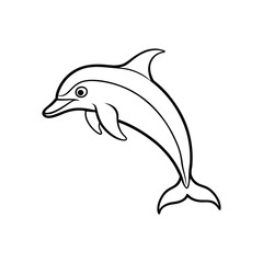 Happy dolphin line art, dolphin vector, smiling dolphin