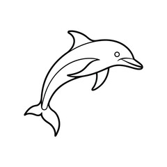 Happy dolphin line art, dolphin vector, smiling dolphin
