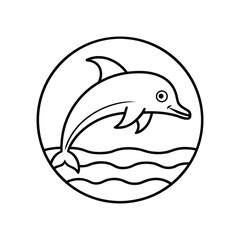 Happy dolphin line art, dolphin vector, smiling dolphin