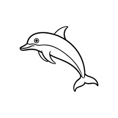 Happy dolphin line art, dolphin vector, smiling dolphin