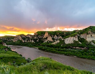 Theodore Roosevelt National Park landscape with the Little Missouri River