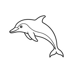 Happy dolphin line art, dolphin vector, smiling dolphin