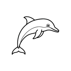Happy dolphin line art, dolphin vector, smiling dolphin
