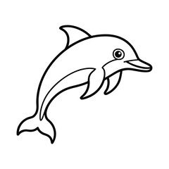 Happy dolphin line art, dolphin vector, smiling dolphin
