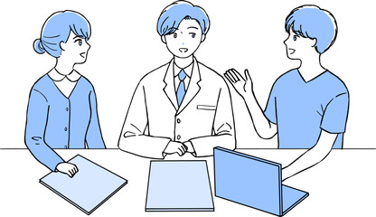 会議する医療従事者のベクターイラスト 医者 看護師 Vector illustration of medical workers meeting doctors nurses