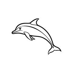 Happy dolphin line art, dolphin vector, smiling dolphin