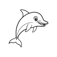 Happy dolphin line art, dolphin vector, smiling dolphin