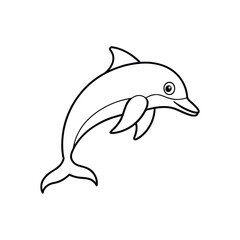 Happy dolphin line art, dolphin vector, smiling dolphin