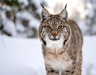 Fototapeta premium Lynx in snowy forest