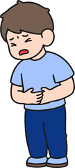 a boy with a stomachache